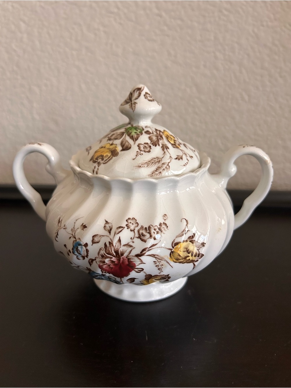 Vintage Johnson Brothers Staffordshire Bouquet Ironstone sugar bowl 1970s